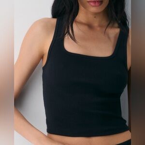 ARITIZA TANK TOP Black Ribbed Square Neck